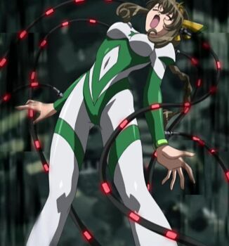 bodysuit brown_hair cable cables cockpit cosmopolitan_prayers dian_iko hair_ornament headpiece highres iko_sue moaning screencap skin_tight