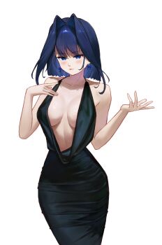 1girl blue_eyes blue_hair bobsta01 breasts dress hololive hololive_english ouro_kronii tagme virtual_youtuber