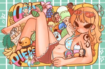 Rule 34 | 2girls, 6+boys, absurdres, antlers, arm tattoo, artistic error, bikini, black hair, blonde hair, breasts, brook (one piece), comic panel redraw, derivative work, extra digits, franky (one piece), giant, giantess, highres, horns, jinbe (one piece), lavy (lavnko), monkey d. luffy, multiple boys, multiple girls, nami (one piece), nico robin, one piece, roronoa zoro, sanji (one piece), swimsuit, tattoo, tony tony chopper, usopp