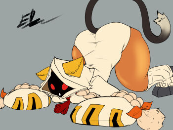 absurdres animal_ears animal_hood braid cat_ears cat_girl cat_hood cat_tail dark-skinned_female dark_skin edworld grey_background highres hood hoodie monochrome_background oversized_zipper red_eyes signature tail taokaka top-down_bottom-up twin_braids yellow_hoodie zipper