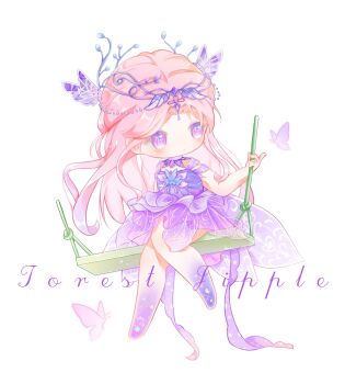 Rule 34 | 1girl, absurdres, bare arms, bare legs, barefoot, beads, bug, butterfly, butterfly hair ornament, character name, chest jewel, chibi, chinese commentary, choker, circlet, closed mouth, clothing cutout, collar, colored extremities, colored skin, commentary request, detached collar, dot nose, dress, expressionless, fairy, fairy wings, flower dress, forest ripple (infinity nikki), gem, hair beads, hair ornament, highres, image sample, infinity nikki, insect, light blush, light frown, long hair, looking to the side, low wings, medium dress, nikki (series), official alternate color, on swing, pink hair, purple butterfly, purple choker, purple collar, purple dress, purple eyes, purple gem, purple skin, purple wings, shenqi tuoxie zai nali, short sleeves, shoulder cutout, simple background, solo, star (symbol), swing, swinging on swing, tareme, very long hair, wavy hair, white background, wings, xiaohongshu sample