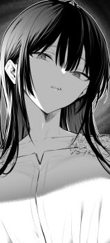 1girl greyscale haite_kudasai_takamine-san hiiragi_yuuichi long_hair monochrome original solo takamine_takane