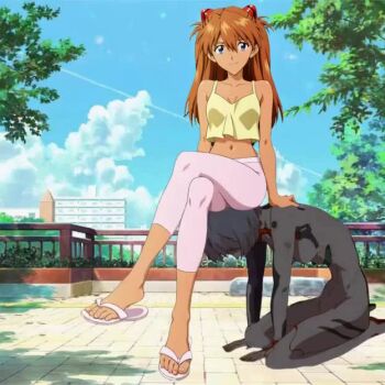 2girls all_fours animated arm_support ayanami_rei bare_shoulders barefoot bdsm blue_eyes blue_hair blue_sky bodysuit bondage bound breasts cleavage cloud collarbone crop_top crossed_legs crying day feet femdom flip-flops foot_focus hair_ornament happy human_chair human_furniture humiliation leggings legs long_hair long_legs mecha_pilot_suit midriff multiple_girls navel neon_genesis_evangelion open-toe_shoes orange_hair outdoors pants pink_leggings road sadism sandals shirt shoeplay short_hair sitting sitting_on_head sitting_on_person sky slave smile sobbing solo souryuu_asuka_langley street tank_top teardrop teasing toenails toes tree tsundere video yellow_tank_top yuri