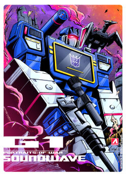 3boys aprostudioluque battle bird building character_name commentary cybertron debris decepticon dirty eagle emblem energy_cannon english_commentary english_text glowing gun handgun ink_(medium) laserbeak logo mecha megatron multiple_boys official_art pet promotional_art robot roundel science_fiction scope shoulder_cannon signature smoke soundwave suppressor thrusters traditional_media transformers transformers:_generation_1 upper_body visor walther walther_p38 weapon