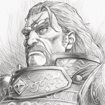 1boy armor beard commentary crosshatching english_commentary facial_hair fatal_fury fatal_fury:_city_of_the_wolves greyscale hatching_(texture) highres kuroneco long_hair mixed-language_commentary monochrome scar scar_on_face scar_on_forehead solo wolfgang_krauser