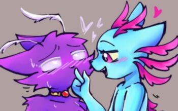 2others blush choker furry grey_background multiple_others rain_world slugcat tagme