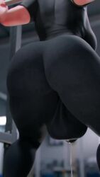1boy 1futa 3d 9s_(nier:automata) animated ass black_hair black_lips breasts bulge cleavage covered_testicles exercising femdom flaccid from_below futanari gym highres hotel_transylvania huge_breasts huge_penis huge_testicles indoors jiggle large_bulge lying mavis_dracula medium_hair navel nier_(series) on_back on_floor pants penis precum precum_pool precum_string precum_through_clothes scrag_boy short_hair size_difference sound squatting standing stuck testicles trapped video weightlifting white_hair yoga_pants