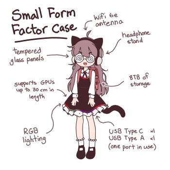 1girl absurdres ahoge animal_ear_headphones animal_ears arrow_(symbol) backpack bag black_dress black_necktie black_shoes brown_hair cat_ear_headphones cat_ears cat_tail coke-bottle_glasses commentary dress english_commentary english_text fake_animal_ears fake_tail frilled_socks frills full_body glasses hair_between_eyes headphones highres long_hair long_sleeves mary_janes meme messy_hair necktie open_mouth orenjipiiru original personification petticoat randoseru red_bag round_eyewear shoes short_eyebrows simple_background smile socks solo standing straight_hair tail two-tone_dress v-shaped_eyebrows very_long_hair white_background white_dress white_socks