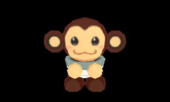 animated animated_gif blush brown_eyes capcom dancing data_(mega_man) looking_at_viewer lowres mega_man_(series) mega_man_legends_(series) monkey smile the_monkey_(dance) transparent_background