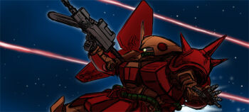 beam chaborin gun gundam holding holding_gun holding_weapon marasai mecha no_humans robot space weapon zeta_gundam