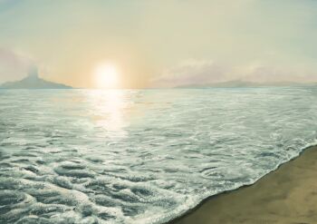 absurdres beach commentary_request highres morning no_humans ocean original outdoors ryo_(r9030397) sand scenery sunrise