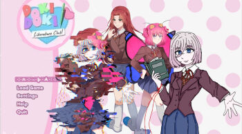Rule 34 | annette (isekai shikkaku), corruption, crossover, doki doki literature club, doki doki literature club school uniform, esche (isekai shikkaku), isekai shikkaku, red string of fate, sacchan (isekai shikkaku), school uniform, solulu (isekai shikkaku)