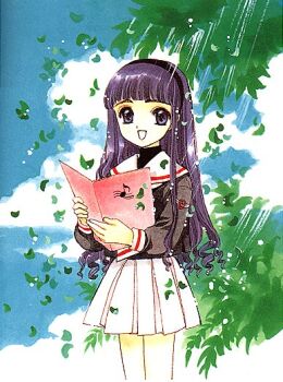 1990s_(style) 1girl blue_eyes blunt_bangs cardcaptor_sakura child clamp cloud cowboy_shot daidouji_tomoyo day female_focus long_hair purple_hair retro_artstyle school_uniform serafuku solo tomoeda_middle_school_uniform