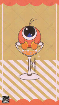 antenna_hair blue_eyes cup drinking_glass full_body highres in_container in_cup kirby_(series) liquid meme_(sleepsheep) nintendo no_humans one-eyed solo star_(symbol) star_in_eye symbol_in_eye waddle_doo