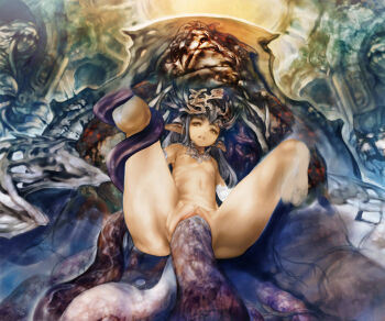 1girl bestiality breasts deka elf flat_chest huge_penis human_sacrifice interspecies large_insertion loli monster navel nipples no_feet no_toes nude penis pointy_ears princess pussy rape solo_focus tentacle_sex tentacles uncensored vaginal vanishing