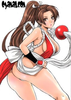 1girl ass breasts female_focus from_behind huge_ass huge_breasts large_breasts oyaman oyaman_comic pale_skin panties shiranui_mai the_king_of_fighters underwear white_panties