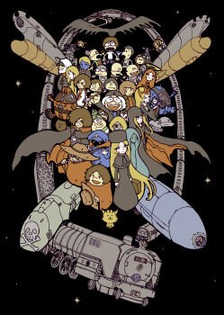 6+boys absurdres beard ben-day_dots blonde_hair blue_hair brown_hair cat character_request commentary_request conductor_(ginga_tetsudou_999) copyright_request desler facial_hair ginga_tetsudou_999 glasses grey_hair gun_frontier_(western) halo harlock harlock_saga hat highres hoshino_tetsurou maetel matsumoto_leiji_(mangaka) mori_yuki multiple_boys multiple_girls mustache okita_juuzou ooyama_toshiro screentones shin_taketori_monogatari_sennen_joou star_(sky) suitcase train uchuu_kaizoku_captain_harlock uchuu_senkan_yamato usuisoto_(mouse4949) white_hair yukino_yayoi