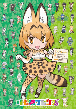alpaca_suri_(kemono_friends) animal_ears atlantic_puffin_(kemono_friends) bald_eagle_(kemono_friends) black_leopard_(kemono_friends) brown_bear_(kemono_friends) caracal_(kemono_friends) cat_ears cat_girl cat_tail cheetah_(kemono_friends) common_dolphin_(kemono_friends) common_raccoon_(kemono_friends) emperor_penguin_(kemono_friends) eurasian_eagle_owl_(kemono_friends) extra_ears ezo_red_fox_(kemono_friends) fennec_(kemono_friends) gentoo_penguin_(kemono_friends) geoffroy&#039;s_cat_(kemono_friends) giant_panda_(kemono_friends) golden_snub-nosed_monkey_(kemono_friends) gradient_ribbon highres humboldt_penguin_(kemono_friends) indian_elephant_(kemono_friends) jaguar_(kemono_friends) japanese_crested_ibis_(kemono_friends) kemono_friends koala_(kemono_friends) komodo_dragon_(kemono_friends) lion_(kemono_friends) margay_(kemono_friends) masked_booby_(kemono_friends) moose_(kemono_friends) northern_white-faced_owl_(kemono_friends) official_art okapi_(kemono_friends) pallas&#039;s_cat_(kemono_friends) paw_stick peafowl_(kemono_friends) plains_zebra_(kemono_friends) reindeer_(kemono_friends) reticulated_giraffe_(kemono_friends) ribbon rockhopper_penguin_(kemono_friends) royal_penguin_(kemono_friends) sand_cat_(kemono_friends) serval_(kemono_friends) shoebill_(kemono_friends) silver_fox_(kemono_friends) small-clawed_otter_(kemono_friends) tail tiger_(kemono_friends) tsuchinoko_(kemono_friends) white_lion_(kemono_friends) white_tiger_(kemono_friends) yoshizaki_mine