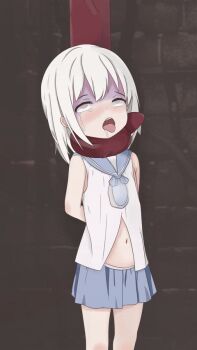 1girl animated animated_gif arms_behind_back asphyxiation bad_end barefoot belly blush bound choking cum defeat diamond_chan dress dying full_body hanged hanging legs loli magical_girl monster navel neck_grab open_mouth restrained rolling_eyes ryona sailor_collar sailor_dress sailor_shirt saliva shaking shirt skirt strangling strangulation tears tentacle_grab tentacles tied_up tongue tongue_out torture trembling veins white_eyes white_hair
