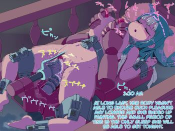 1girl anal anal_object_insertion barefoot bdsm bondage bound bound_ankles bound_legs bound_waist bound_wrists breasts censored commentary completely_nude dildo double_insertion english_commentary feet female_focus grabbing_another's_breast groping highres indoors lactation large_breasts lol_(artist) long_hair lying machine mechanical_fixation mosaic_censoring multiple_penetration navel nipples nude object_insertion on_back open_mouth original pillow red_eyes restrained sex_machine sex_toy slave sleeping solo stationary_restraints tears toes translated triple_penetration urethral_insertion vaginal vaginal_object_insertion vibrator