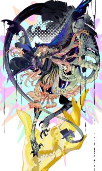 Rule 34 | 2girls, :d, :o, absurdres, black coat, black dress, black hat, black pants, black veil, blue eyes, blue veil, boater hat, boots, carrying, carrying person, chimera, coat, dress, floating hair, full body, grey eyes, grey hair, hair bun, hand on another's shoulder, hat, highres, long hair, looking at viewer, multiple girls, nautika (reverse:1999), open mouth, pants, pink hair, princess carry, purple boots, reverse:1999, short hair, single side bun, smile, talons, two-tone veil, unworn hat, unworn headwear, veil, vertin (reverse:1999), very long hair, yanghua gaizi