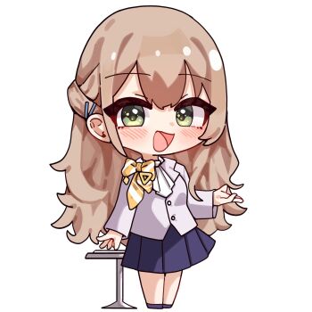 1girl blush brown_hair chibi hanazono_sayaka highres hololive jadea5124 long_hair long_sleeves looking_at_viewer open_mouth smile solo virtual_youtuber