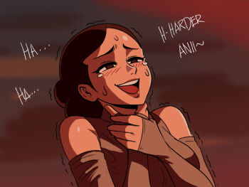 1girl ahegao animification blush english_text erotic_asphyxiation female_focus highres lips open_mouth padme_amidala solo star_wars star_wars:_revenge_of_the_sith tina_fate