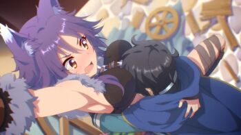 Rule 34 | 1boy, 1girl, blush, breast smother, breasts, face to breasts, makoto (princess connect!), medium breasts, official art, princess connect!, source request