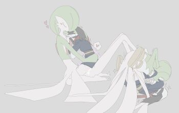 1boy 1girl akari_(pokemon) barefoot between_legs black_hair blue_kimono bob_cut bottomless brown_sandals closed_eyes colored_skin covering_own_eyes covering_own_face cum cum_on_body cum_on_legs dress facing_another gardevoir gen_3_pokemon goldgalchi green_hair grey_background hand_on_another&#039;s_back hand_on_another&#039;s_chest hand_on_another&#039;s_leg headscarf heart highres interspecies japanese_clothes kimono kneeling leaning_on_person lying multicolored_skin nintendo on_back on_ground pokemon pokemon_(creature) pokemon_legends:_arceus pokephilia ponytail red_scarf sandals scarf sitting straddling trembling trembling_legs two-tone_skin unfinished upright_straddle white_dress white_headscarf