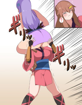 2girls appei_(555) catfight commission femdom highres multiple_girls ninja pixiv_commission scissorhold tagme