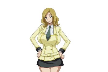 1girl blonde_hair blue_eyes breasts code_geass female_focus highres huge_breasts iwao178 milly_ashford open_mouth school_uniform short_hair