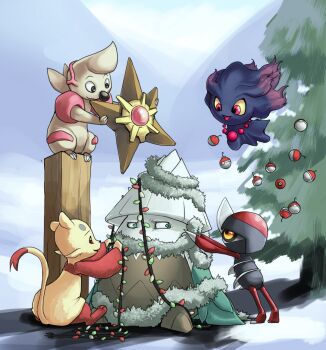 gen_1_pokemon gen_2_pokemon gen_4_pokemon gen_5_pokemon highres mienfoo misdreavus nintendo no_humans pawniard pokemon pokemon_(creature) snover staryu timburr