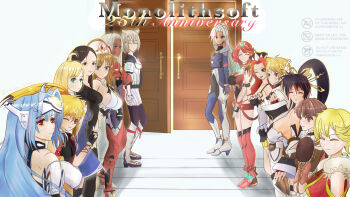 6+girls a_(xenoblade) ahoge animal_ears anniversary baten_kaitos black_hair blonde_hair blue_hair breasts brown_eyes brown_hair character_request closed_eyes closed_mouth copyright_request disaster:_day_of_crisis earrings elma_(xenoblade_x) fingerless_gloves fynn2483 gloves green_eyes grey_hair highres idea_(soma_bringer) jewelry kos-mos lisa_hewitt mii_kouryuuji monolith_soft multiple_girls namco_x_capcom nanbu_kaguya one_eye_closed open_mouth project_x_zone pyra_(xenoblade) red_eyes red_hair smile soma_bringer super_robot_wars super_robot_wars_og_saga_mugen_no_frontier v white_hair xeno_(series) xenoblade_chronicles_(series) xenoblade_chronicles_2 xenoblade_chronicles_3 xenoblade_chronicles_3:_future_redeemed xenoblade_chronicles_x xenosaga xenosaga_episode_i xiaomu