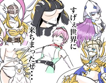 angewomon armor beelstarmon belt blue_eyes breasts calamaramon character_request cosplay digimon digimon_story:_time_stranger junomon olive_(digimon) pixiv_(765954) smile underboob venusmon yuuki_kanan yuuki_kanan_(cosplay)