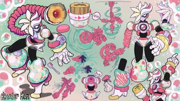 Rule 34 | 2025, 2boys, absurdres, armor, bottle, capcom, character name, cleaning brush, commentary, dynamic pose, english commentary, full body, gameplay mechanics, gloves, gradient background, hair over one eye, highres, index finger raised, iregyuradabii, looking at viewer, mechanical arms, mega man: dual override, mega man (character), mega man (classic), mega man (series), mega man robot master design contest, multiple boys, multiple views, pink background, pink eyes, robot, single mechanical arm, spiked hair, spinning, spray bottle, toothbrush, toothpaste, turnaround, white gloves