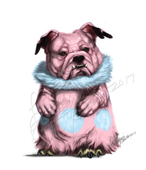 absurdres artist_name black_eyes dated dog full_body gen_2_pokemon highres latent-ookami nintendo no_humans pokemon pokemon_(creature) realistic signature snubbull standing watermark white_background