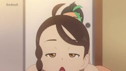 2girls age_difference animated artist_name black_hair braid breasts brown_eyes brown_hair closed_mouth collarbone completely_nude dark-skinned_female dark_skin felipe_godoy freckles green_hair imminent_fellatio indoors juliana_(pokemon) loli looking_at_viewer medium_breasts multicolored_hair multiple_girls nemona_(pokemon) nintendo nipples nude open_mouth orange_eyes pokemon pokemon_sv pov single_braid small_breasts smile tagme topless_female two-tone_hair video yuri