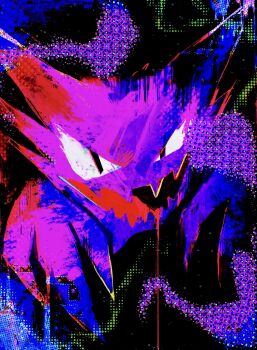 black_eyes commentary_request gen_1_pokemon haunter highres looking_at_viewer nintendo no_humans open_mouth otonoha_aika pokemon pokemon_(creature) pokemon_focus smile tongue uneven_eyes