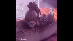 1boy 1girl 3d animated brigitte_(overwatch) brown_hair city fellatio grand_cupido head_out_of_frame hetero highres indoors oral overwatch overwatch_1 panties ponytail tattoo underwear video window