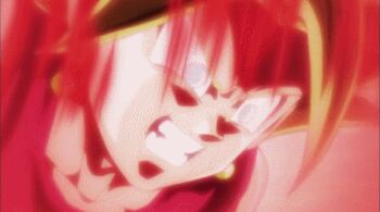 10s 1boy 1girl abs animated animated_gif aura black_hair dragon_ball dragon_ball_super earrings energy fighting fusion green_hair grey_eyes jewelry kamehameha_(dragon_ball) kefla_(dragon_ball) lowres muscular muscular_female open_mouth son_goku spiked_hair subtitled super_saiyan tagme tournament_of_power