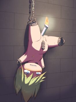 1girl amputee anal anal_object_insertion bdsm blonde_hair blue_eyes bondage bound candle cleft_of_venus clitoris clitoris_piercing clitoris_torture female_focus flat_chest guro hazakurou hook human_furniture indoors loli nipple_piercing nipple_rings nipples nude object_insertion piercing pussy pussy_piercing quadruple_amputee short_hair solo stomach_bulge suspension torture uncensored upside-down wall weights