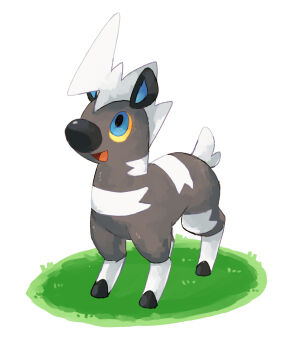 animal_focus blitzle blue_eyes colored_sclera full_body gen_5_pokemon highres nintendo no_humans open_mouth pokemon pokemon_(creature) simple_background solo white_background y_m_10kas yellow_sclera