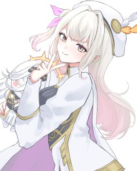 1girl baldr_(fire_emblem_heroes) breasts character_doll closed_mouth doll fingernails fire_emblem fire_emblem_heroes halo hat hat_feather highres long_fingernails long_hair looking_at_viewer medium_breasts nail_polish nintendo pink_nails sayaka_(fe_uma274) smile solo vali_(fire_emblem) white_hair yellow_eyes