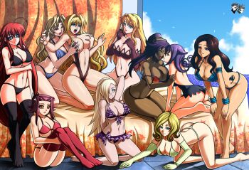 6+girls blair_(soul_eater) bleach blonde_hair breasts brown_hair cana_alberona code_geass commission crossover dark-skinned_female dark_skin fairy_tail freezing_(series) groping high_school_dxd izayoi_aki jadenkaiba kazetsubaki_kuriko large_breasts long_hair maburaho milly_ashford multiple_girls naruto_(classic) naruto_(series) navel red_hair rias_gremory satellizer_el_bridget sekirei shihouin_yoruichi soul_eater take_your_pick tattoo tsukiumi underwear yamanaka_ino yu-gi-oh! yu-gi-oh!_5d's