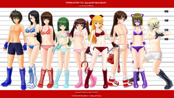 Rule 34 | #13, 2boys, 6+girls, animal ears, ayano (#13), bikini, black eyes, black hair, blonde hair, blue eyes, boots, boxing gloves, breasts, brown eyes, brown hair, cat ears, chain, gloves, green eyes, green hair, highres, kagura (#13), long hair, minako (#13), multiple boys, multiple girls, nanako (#13), ponytail, purple eyes, red eyes, ruka (#13), sakuya (#13), short hair, sumire (#13), swimsuit, syemi (#13), twintails, very long hair, yayoi (#13)