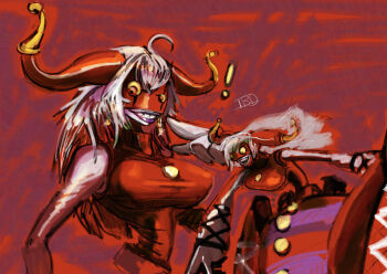 archnemon digimon digimon_(creature) horns importantbusinessdinosaur insect_girl long_hair mask monster_girl spider_girl