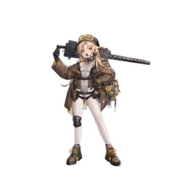 Rule 34 | 1girl, ankle boots, as109, backpack, bag, bare shoulders, black choker, black gloves, blonde hair, boots, brown bag, brown boots, brown coat, brown headwear, browning m1919, buckle, chinstrap, choker, coat, full body, girls' frontline, gloves, goggles, goggles on headwear, grey leotard, gun, hair ornament, hairclip, headset, helmet, holding, holding gun, holding weapon, knee pads, knife, knife sheath, leotard, light blush, long hair, long sleeves, m1919a4 (girls' frontline), m1919a4 (mod3) (girls' frontline), machine gun, medium machine gun, no pants, off shoulder, official alternate costume, official art, open mouth, over shoulder, pantyhose, parted bangs, pouch, red eyes, sheath, simple background, single knee pad, snap-fit buckle, solo, standing, third-party source, transparent background, two-sided coat, two-sided fabric, weapon, weapon over shoulder, white pantyhose, yellow-framed eyewear, zipper, zipper leotard, zipper pull tab