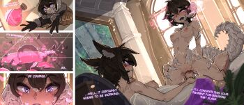 1futa 1girl absurdres animal_ears aphrodisiac au_ra black_hair blush breasts cat_ears commission completely_nude cowgirl_position dragon_girl dragon_horns dragon_tail drugged english_text final_fantasy final_fantasy_xiv flask futa_with_female futanari heart heart_in_eye highres horns indoors lykos_(quashlykos) medium_breasts miqo'te navel nipples noephie_luneau nude penis purple_eyes pussy pussy_juice scales sex shuuko_(s_h_uuko) straddling sweat symbol_in_eye tail vaginal warrior_of_light_(ff14) white_horns white_scales white_tail window
