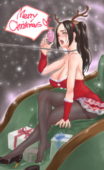 1girl breasts christmas fatal_fury large_breasts long_hair shiranui_mai