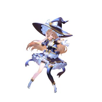 1girl alternate_costume apron asymmetrical_gloves back_bow blonde_hair blue_bow blue_gloves blue_hat blue_skirt blue_thighhighs blue_vest boots bow braid fold-over_boots frilled_skirt frills full_body game_cg gloves hair_bow hat hat_bow hat_ornament highres holding holding_microphone idol idol_clothes kirisame_marisa long_hair microphone mismatched_gloves neck_ribbon non-web_source official_art open_mouth puffy_short_sleeves puffy_sleeves ribbon second-party_source shirt short_sleeves side_braid single_braid single_thighhigh skirt smile solo star_(symbol) star_hat_ornament thigh_strap thighhighs touhou touhou_gensou_eclipse transparent_background u_u_zan very_long_hair vest waist_apron white_apron white_boots white_bow white_gloves white_shirt witch_hat yellow_bow yellow_eyes yellow_ribbon